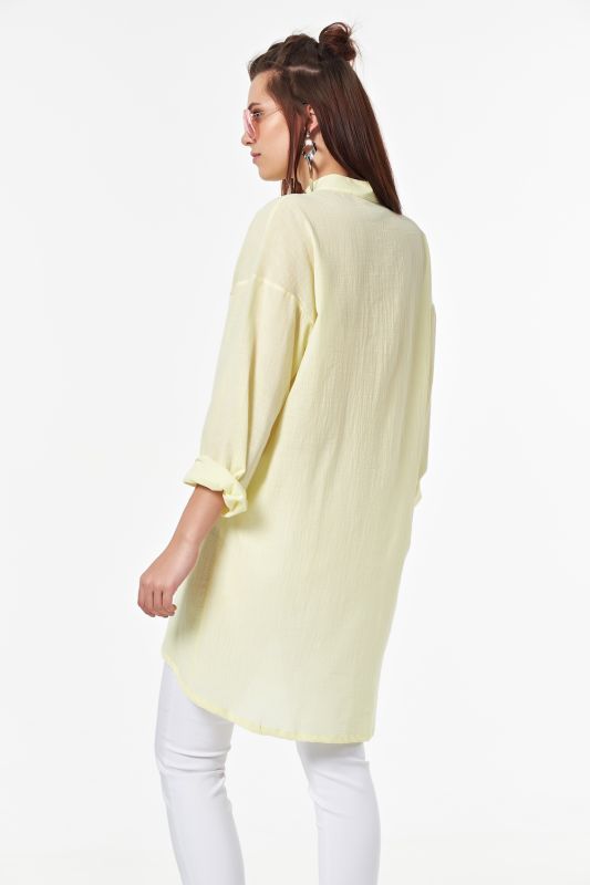 Long sleeve summer tunic made of cotton on lemon