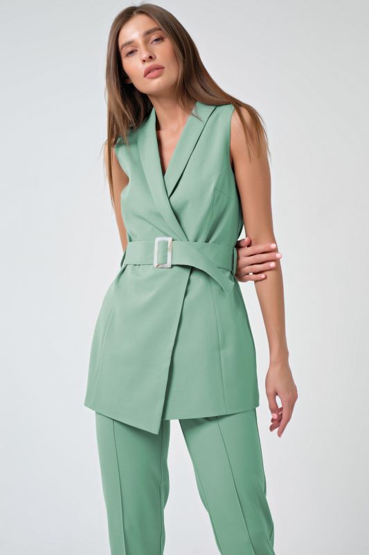 Mint office pants suit with vest