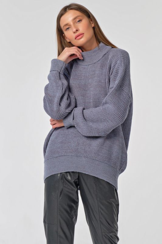 Dusty blue high neck knitted over-size sweater