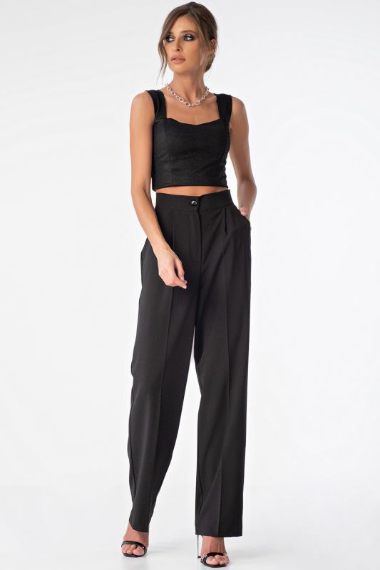 Classic straight pants with arrows black