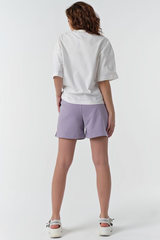 Summer cotton shorts with elastic band made of futer lilac