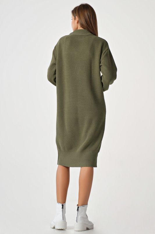 Green Melange Midi Oversize Sweater Dress