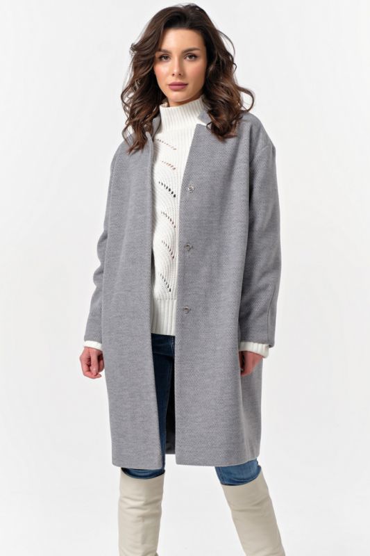 Wool straight demi coat gray