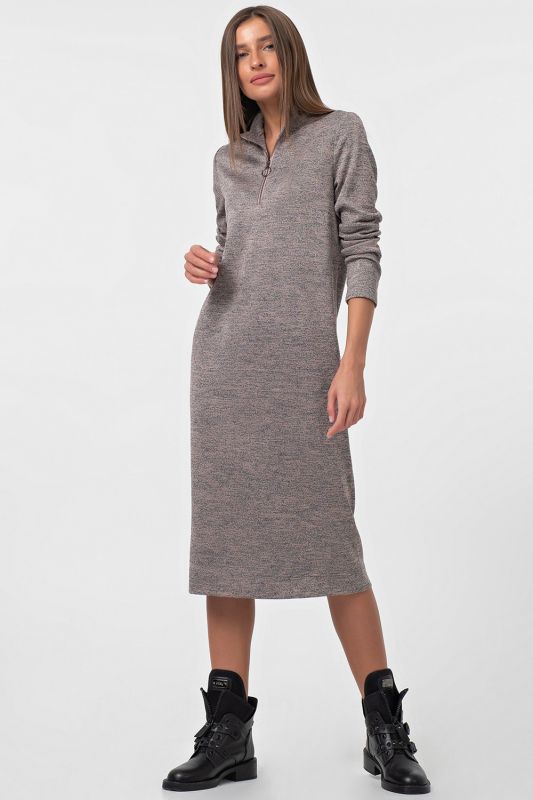 Warm dress with long sleeves gray-pink melange