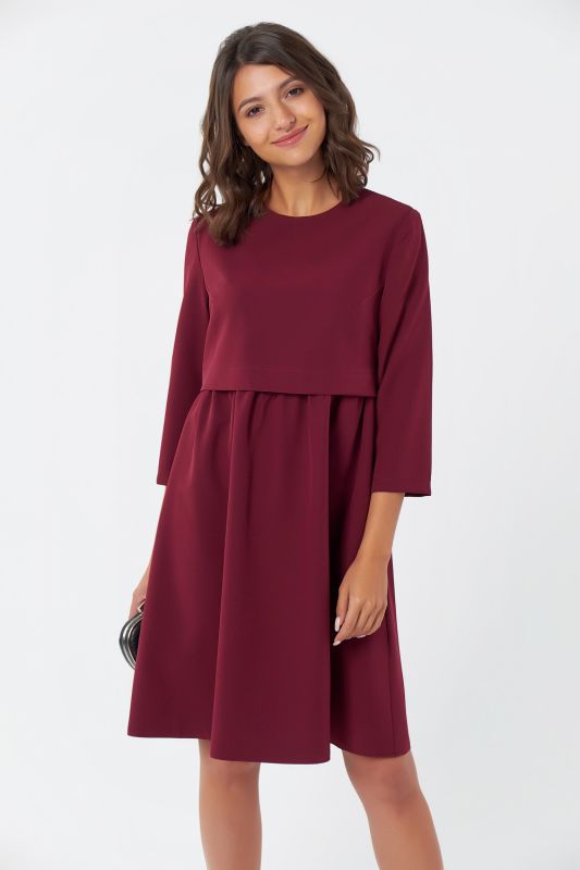 Casual loose dress with v-neck, wine