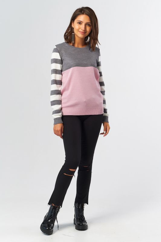 Classic striped knitted sweater in pink