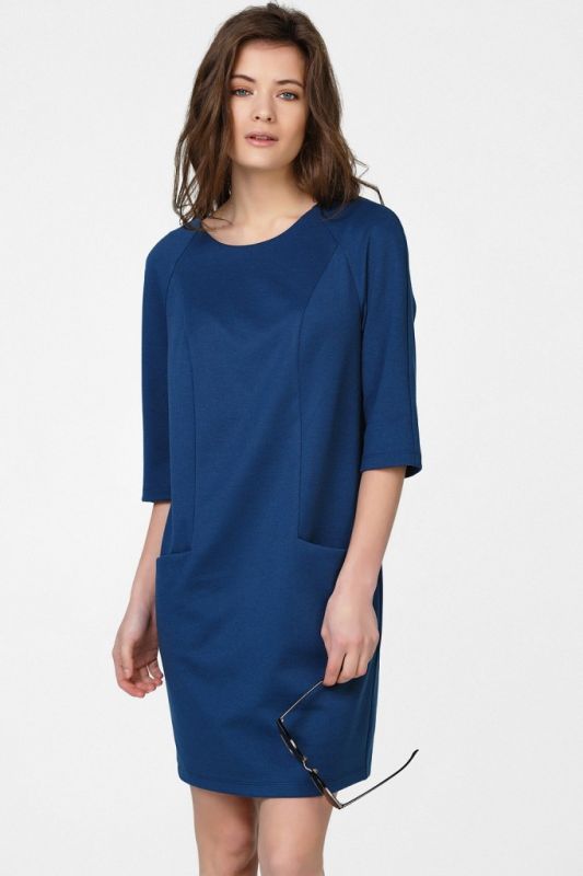 Casual short dress with pockets blue