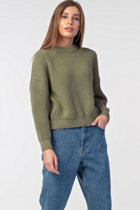 Warm knitted over-size sweater in green