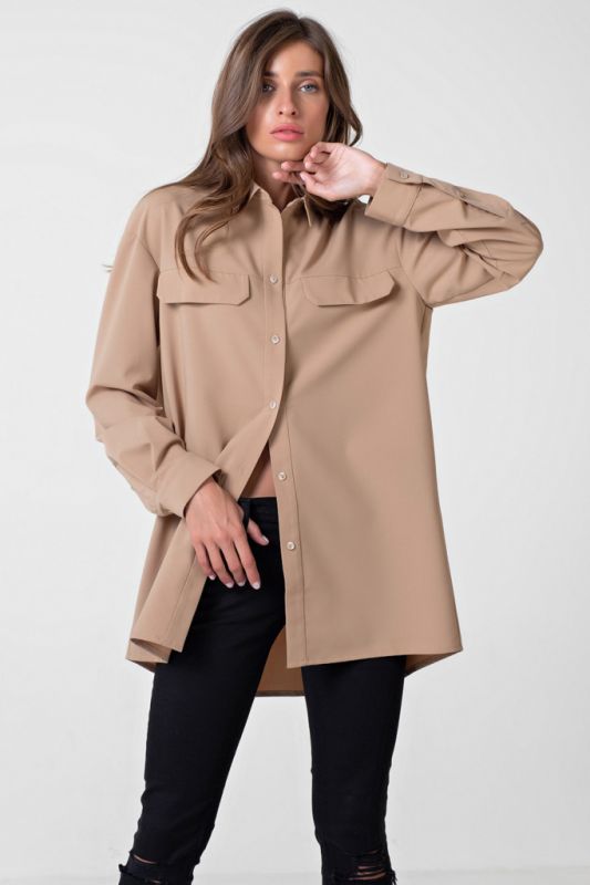 Beige Long Straight Oversize Shirt