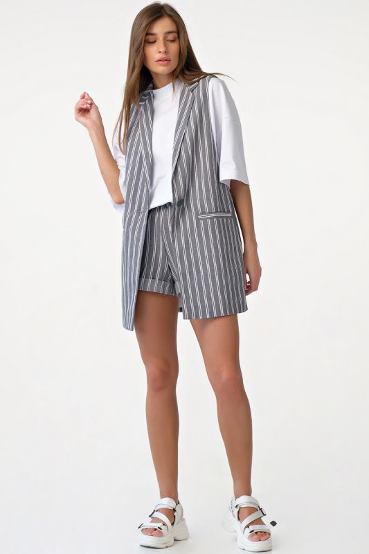 Long cotton striped summer vest on gray