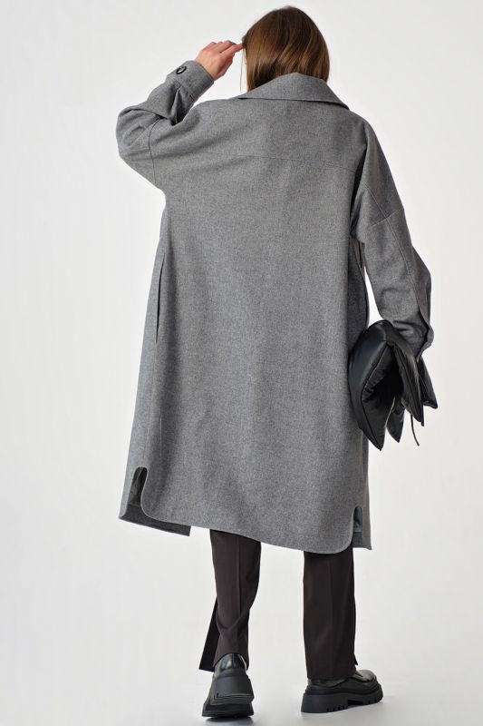 Long wool shirt coat gray