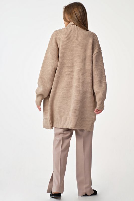 Beige m_lange knitted over-size cardigan with extended pockets