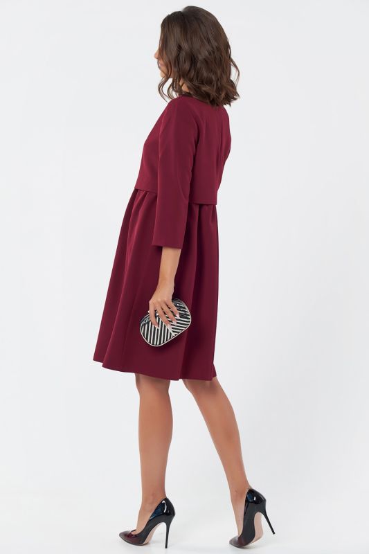 Casual loose dress with v-neck, wine