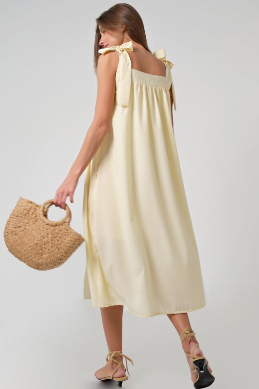 Pale yellow strappy midi dress