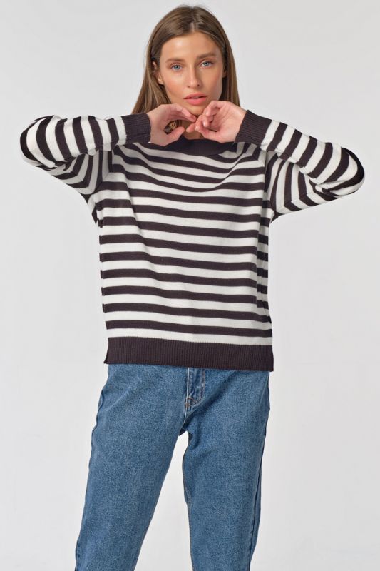 Free striped knitted sweater black and white