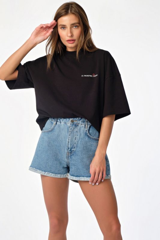 Oversize T-shirt with cotton lettering black