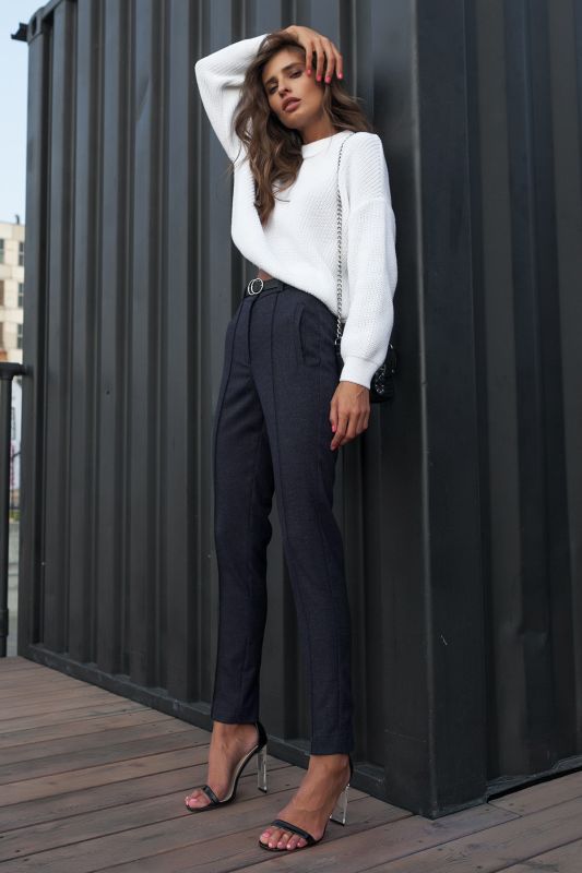 Tapered pants for office dark blue