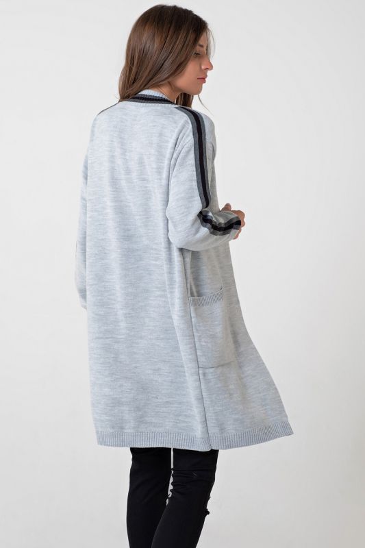 Long knitted cardigan without clasp gray