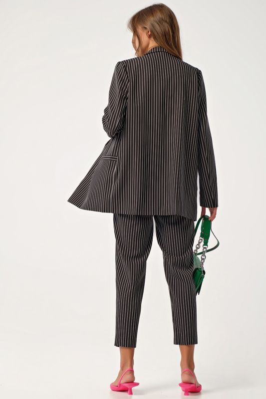 Black Striped Double-breasted Oversize Jacket