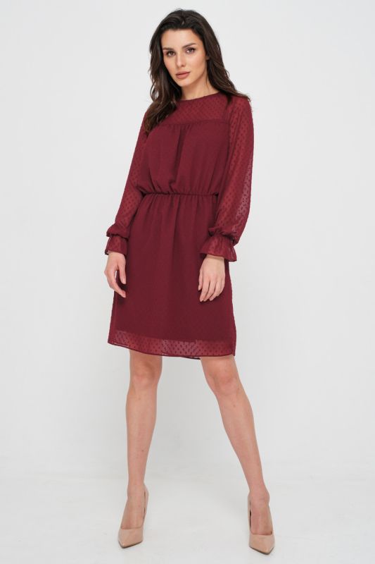 Long sleeve chiffon evening dress burgundy