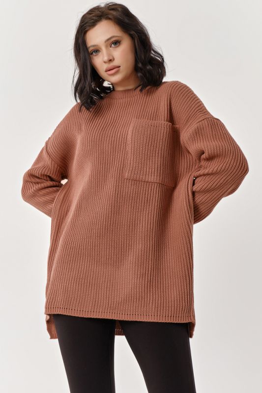 Textured knitted tunic in ash powder