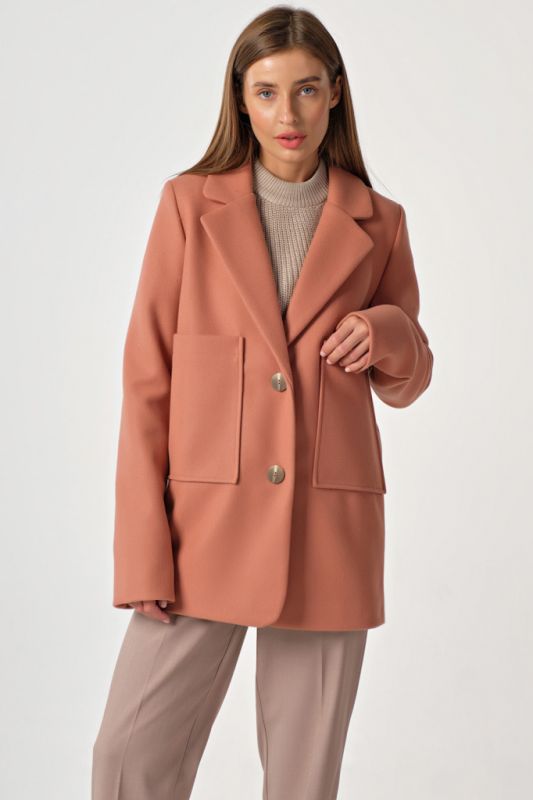 Pale terracotta shortened demi-sweater coat