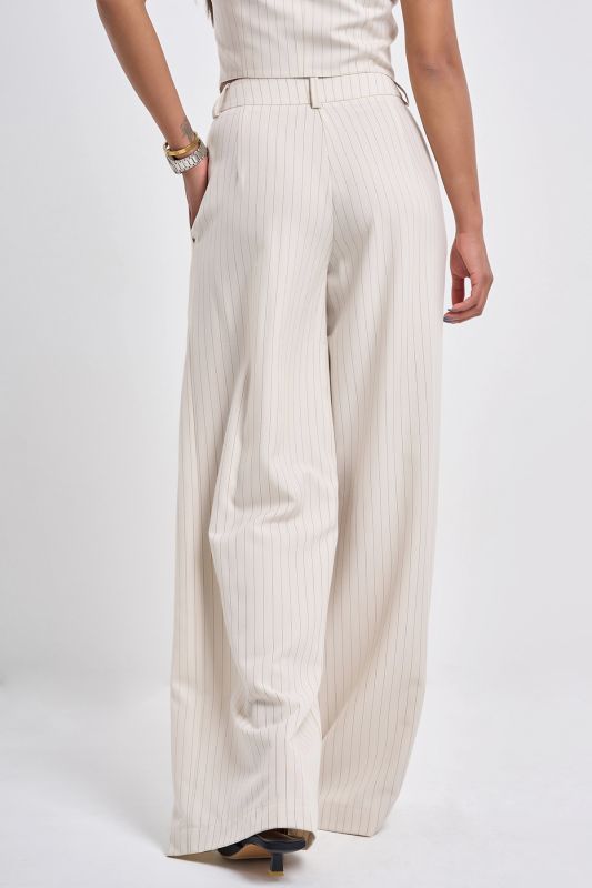 Milk striped straight suit pants