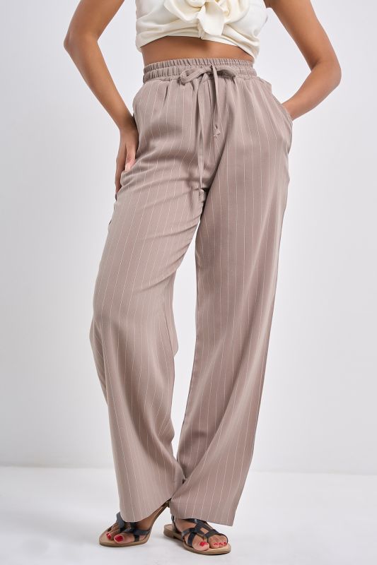 Walnut striped cotton pants