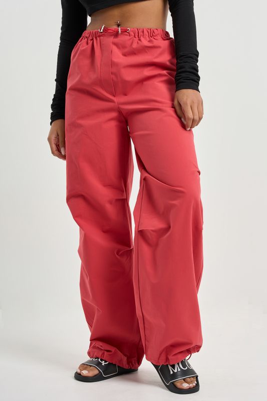 Pants kargo made of dense cotton fabric red