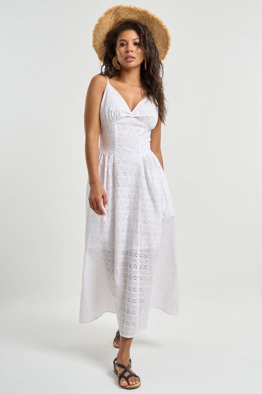 Summer sundress with imitation lace white