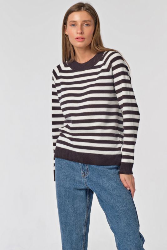 Free striped knitted sweater black and white