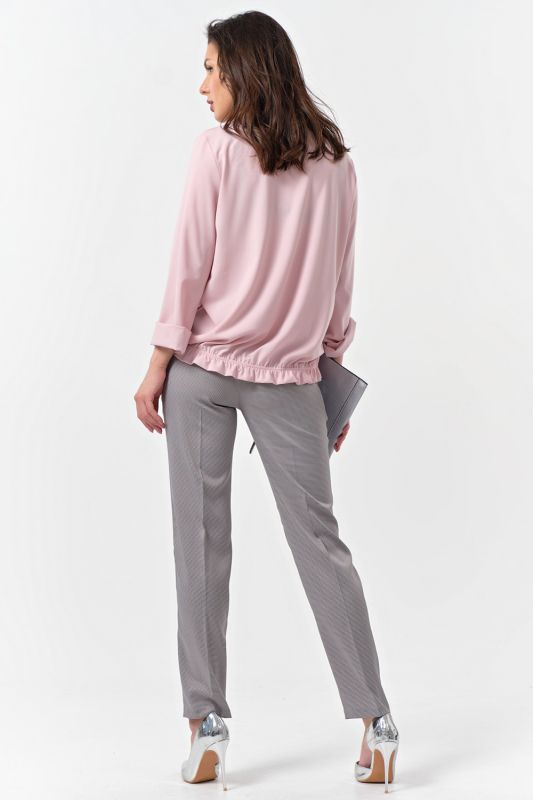 Office blouse with v-neck pink