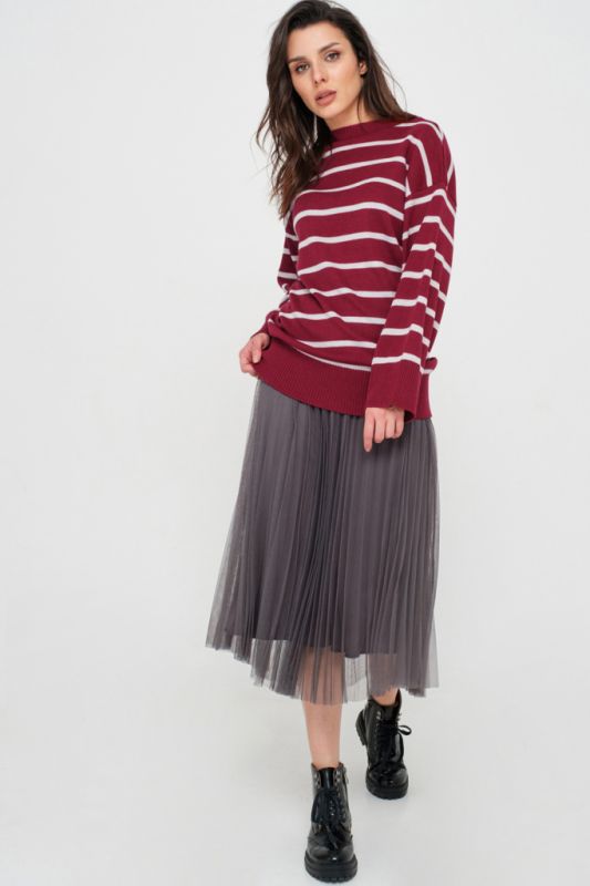 Free striped knitted sweater burgundy