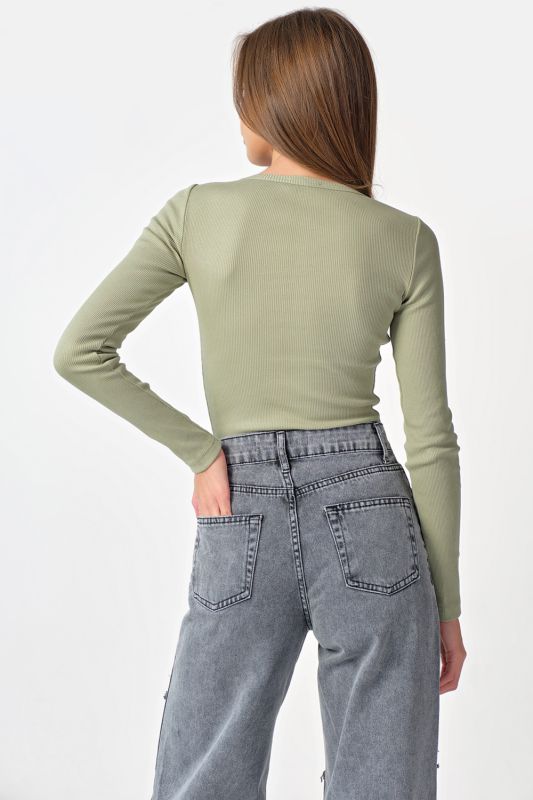 Long sleeve knitted body in light green