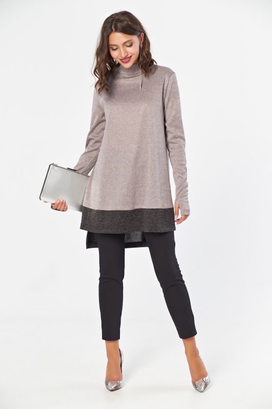 Free knitted tunic with lurex beige