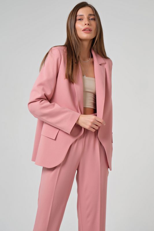 Classic summer suit with pants pink