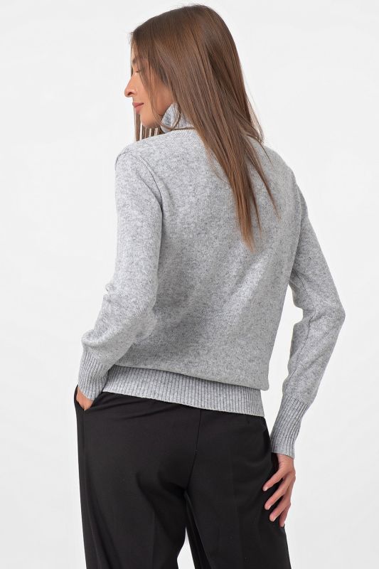 High neck knitted sweater light gray melange