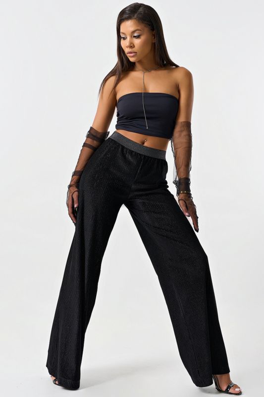 Black knitted velvet pants