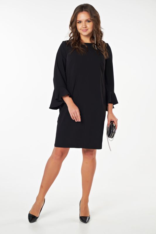 Office straight short dress large size black