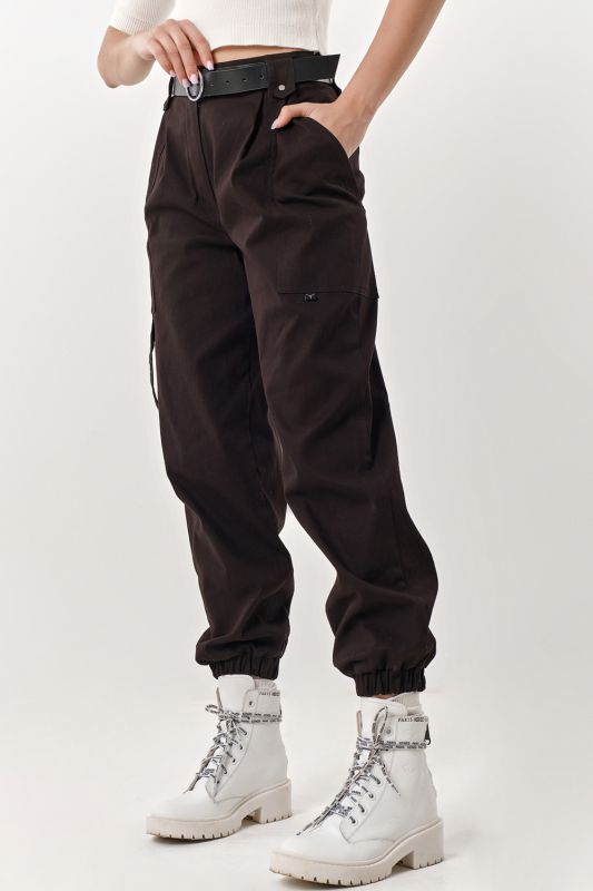 Black cotton cargo pants