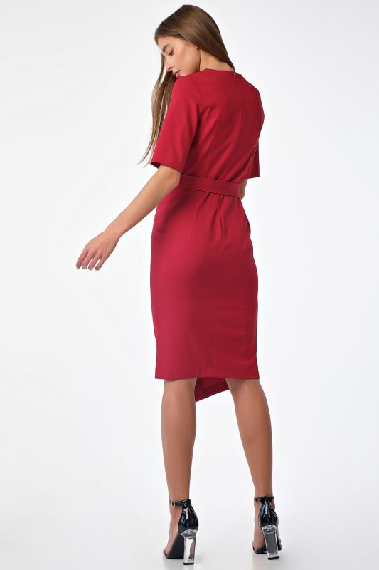 Short Sleeve Asymmetrical Casual Dress Red