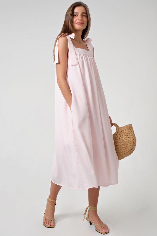 Pale pink strappy midi dress