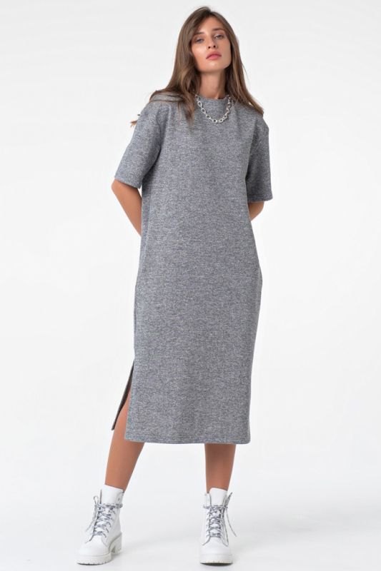 Grey melange futer midi dress