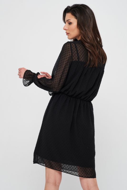 Long Sleeve Chiffon Evening Dress Black