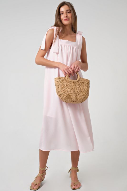 Pale pink strappy midi dress