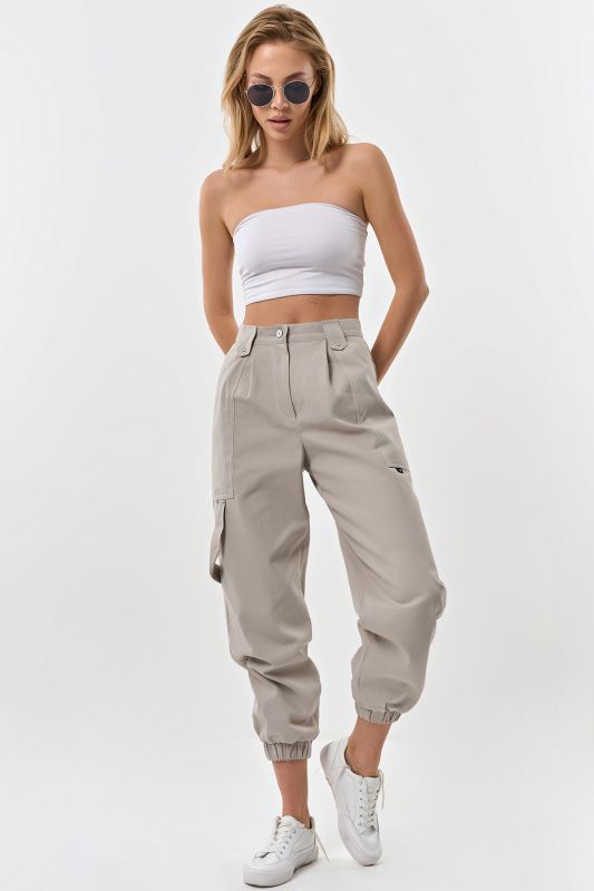 Light gray cotton cargo pants