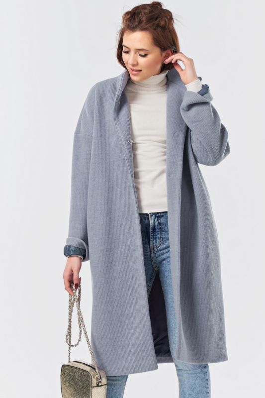 Dusty blue long overcoat demi seasonal overcoat