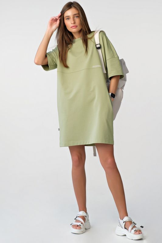 Green jersey over-size T-shirt dress