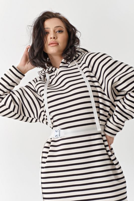 Striped futer fleece dress