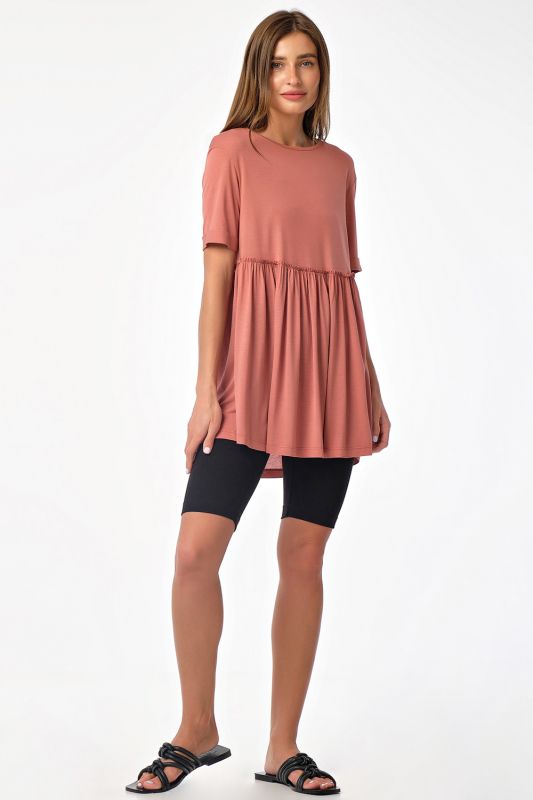 Terracotta viscose long summer T-shirt